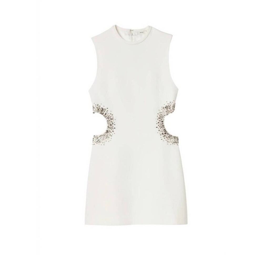 NWT A.L.C. Skye Crystal Embellished Cutout Mini Dress White Size 6 - Picture 4 of 14